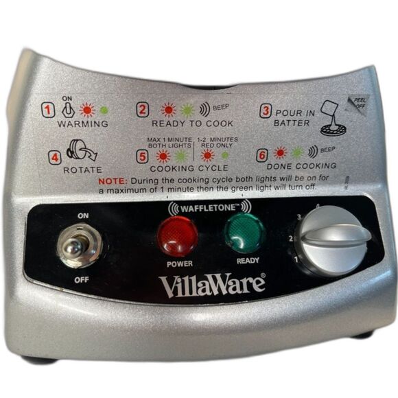 VillaWare UNO 2009 Gravity Rotating Belgian Waffle Maker Petite Flowers Tested - Picture 5 of 7